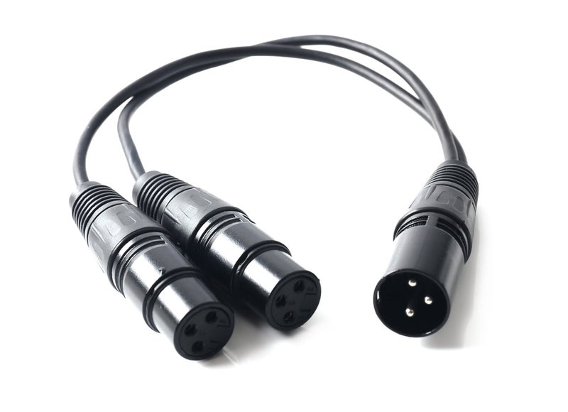 Devinal XLR Splitter Cable - Male to 2 Female, Dual Balanced Patch Y Cable, 3 PIN Plug to 2 Jacks Microphone Adaptor Cord - 1 Feet 2 Pack - Image 2